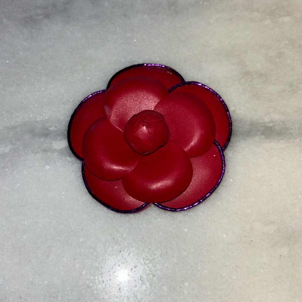 Chanel Red Camelia Pin
